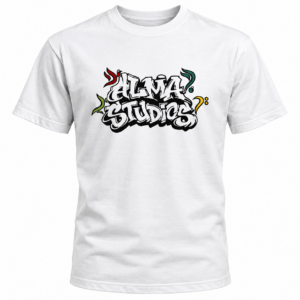 T-Shirt Bianca Logo AlmaStudios Graffiti – Unisex Adulto