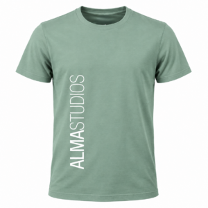 T-Shirt Lime con Scritta AlmaStudios – Unisex Adulto